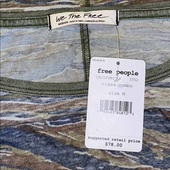 NWT Free People Arielle Tiger Camo Long Sleeve M - Picture 4 of 7